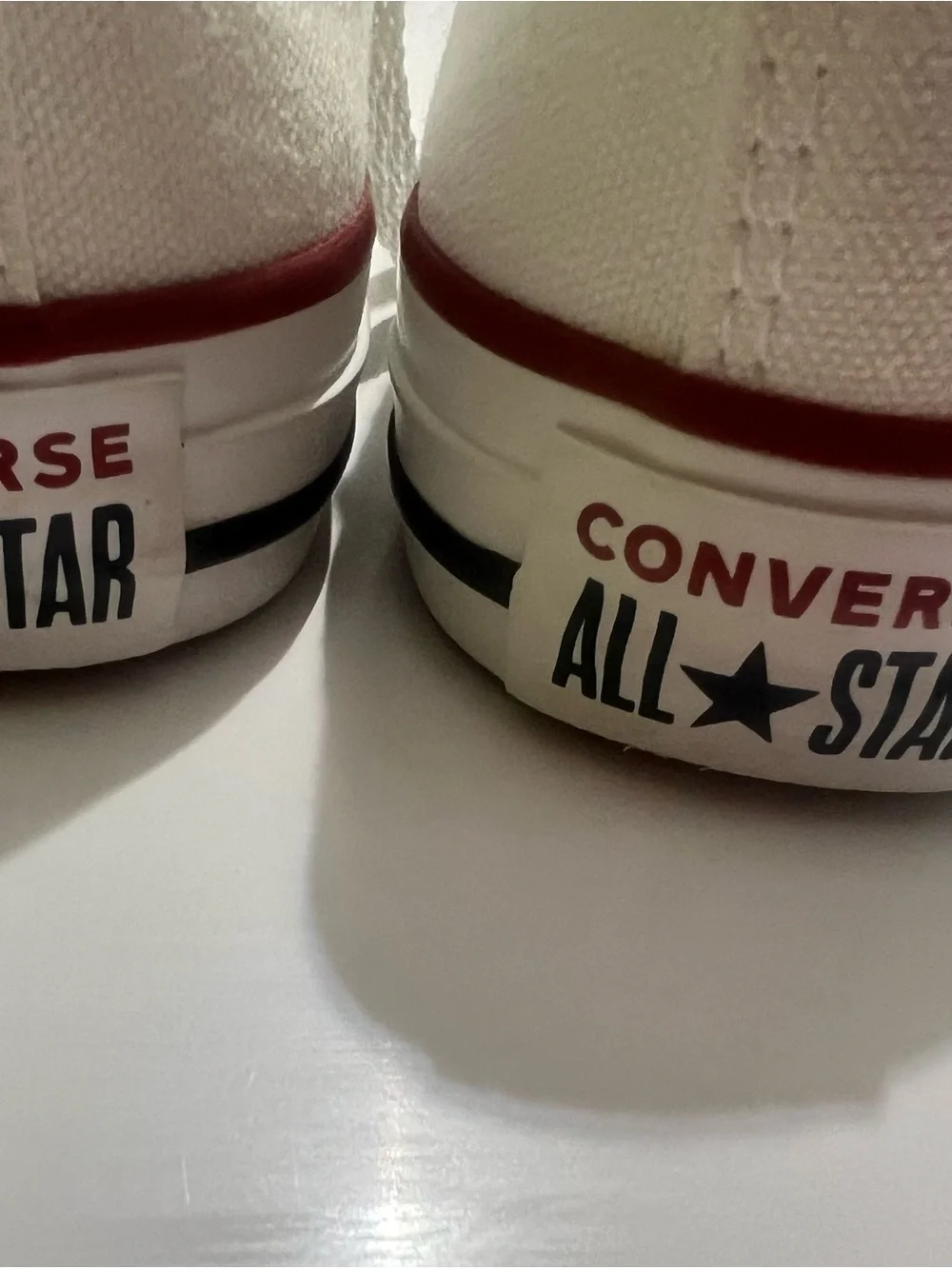 Converse Kids White Low Top Canvas Sneakers with Red Stripe